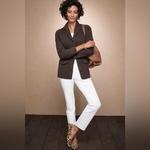 Talbots Petite P Brown Ribbed Shawl Collar Cardigan Sweater